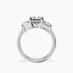 Platinum Dianna Three Stone Side Trapezium Lab Diamond Ring side right image one