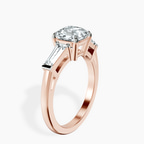10kt Rose Gold Jennifer Lopez Three Stone Side Baguette Lab Diamond Ring standing product image one