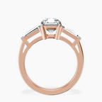 10kt Rose Gold Jennifer Lopez Three Stone Side Baguette Lab Diamond Ring side right image one