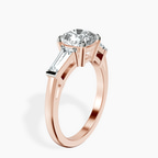 18kt Rose Gold Jennifer Lopez Three Stone Side Baguette Lab Diamond Ring standing product image one