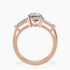 18kt Rose Gold Jennifer Lopez Three Stone Side Baguette Lab Diamond Ring side right image one