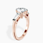 18kt Rose Gold Jennifer Lopez Three Stone Side Baguette Lab Diamond Ring standing product image one