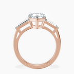 18kt Rose Gold Jennifer Lopez Three Stone Side Baguette Lab Diamond Ring side right image one