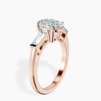 18kt Rose Gold Jennifer Lopez Three Stone Side Baguette Lab Diamond Ring standing product image one