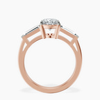 18kt Rose Gold Jennifer Lopez Three Stone Side Baguette Lab Diamond Ring side right image one