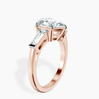 18kt Rose Gold Jennifer Lopez Three Stone Side Baguette Lab Diamond Ring standing product image one