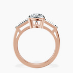18kt Rose Gold Jennifer Lopez Three Stone Side Baguette Lab Diamond Ring side right image one