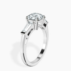 10kt White Gold Jennifer Lopez Three Stone Side Baguette Lab Diamond Ring standing product image one
