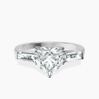 10kt White Gold Jennifer Lopez Three Stone Side Baguette Lab Diamond Ring front image