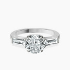 14kt White Gold Madison Three Stone Side Baguette Lab Diamond Ring front image