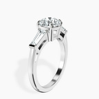14kt White Gold Madison Three Stone Side Baguette Lab Diamond Ring standing product image one