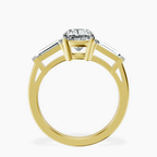 18kt Yellow Gold Jennifer Lopez Three Stone Side Baguette Lab Diamond Ring side right image one