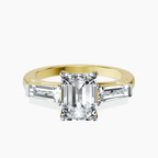 14kt Yellow Gold Jennifer Lopez Three Stone Side Baguette Lab Diamond Ring front image