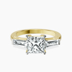 10kt Yellow Gold Jennifer Lopez Three Stone Side Baguette Lab Diamond Ring front image