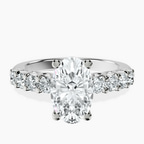 14kt White Gold Selena Gomez Entwined Prongs Lab Diamond Ring front image