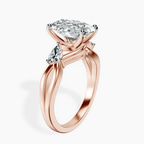2.99 ct. oval Odette Three Stone Ring in 10kt rose gold standing product image one