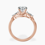 2.99 ct. oval Odette Three Stone Ring in 10kt rose gold side right image one