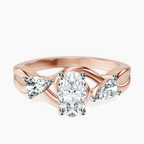 14kt Rose Gold Odette Three Stone Bypass Lab Diamond Ring front image