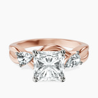 9ct Rose Gold Odette Three Stone Bypass Lab Diamond Ring front image
