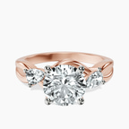 14ct Rose Gold Odette Three Stone Bypass Lab Diamond Ring front image