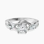 Platinum Odette Three Stone Bypass Lab Diamond Ring front image