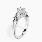 Platinum Odette Three Stone Bypass Lab Diamond Ring standing product image one