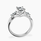 Platinum Odette Three Stone Bypass Lab Diamond Ring side right image one
