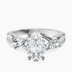 Platinum Odette Three Stone Bypass Lab Diamond Ring front image