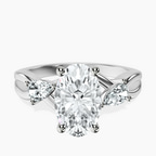 14ct White Gold Odette Three Stone Bypass Lab Diamond Ring front image