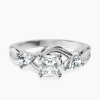 Platinum Odette Three Stone Bypass Lab Diamond Ring front image