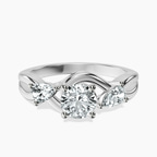 14kt White Gold Odette Three Stone Bypass Lab Diamond Ring front image