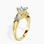 1.02 ct. cushion Odette Three Stone Ring in 10kt yellow gold standing product image one