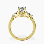1.02 ct. cushion Odette Three Stone Ring in 10kt yellow gold side right image one