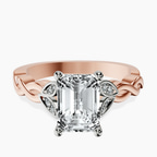 14ct Rose Gold Letitia Side Stone Lab Diamond Ring front image
