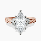 14ct Rose Gold Letitia Side Stone Lab Diamond Ring front image