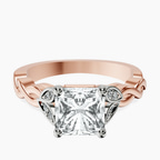 14ct Rose Gold Letitia Side Stone Lab Diamond Ring front image