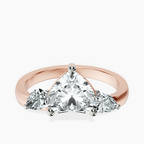 9ct Rose Gold Joella Three Stone Chevron Lab Diamond Ring front image