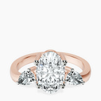 9ct Rose Gold Joella Three Stone Chevron Lab Diamond Ring front image