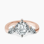 18kt Rose Gold Joella Three Stone Chevron Lab Diamond Ring front image