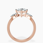 18kt Rose Gold Joella Three Stone Chevron Lab Diamond Ring side right image one