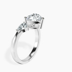 Platinum Joella Three Stone Chevron Lab Diamond Ring standing product image one