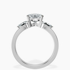 Platinum Joella Three Stone Chevron Lab Diamond Ring side right image one