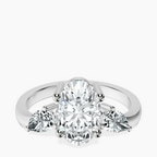 Platinum Joella Three Stone Chevron Lab Diamond Ring front image