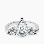 Platinum Joella Three Stone Chevron Lab Diamond Ring front image