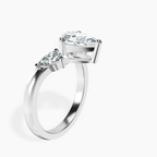 Platinum Joella Three Stone Chevron Lab Diamond Ring standing product image one