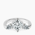 Platinum Joella Three Stone Chevron Lab Diamond Ring front image