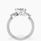 Platinum Joella Three Stone Chevron Lab Diamond Ring side right image one
