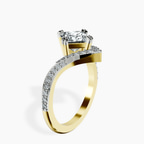 18kt Yellow Gold Athena Chevron Twist Lab Diamond Ring standing product image one