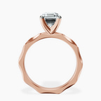 18ct Rose Gold Magnolia Texture Solitaire Lab Diamond Ring side right image one