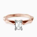 18kt Rose Gold Magnolia Texture Solitaire Lab Diamond Ring front image